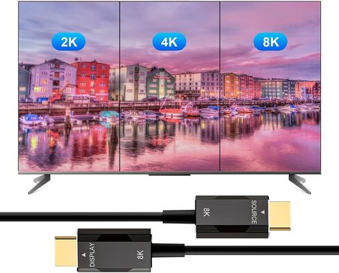 كابل HDMI 2.1 من الألياف البصرية النشطة 8K 4K بطول 30 قدمًا، يدعم 8K@60 هرتز 4K@120 هرتز عالي السرعة 48 جيجابت في الثانية سلك HDMI بصري طويل من الألياف مع HDR/eARC/HDCP ديناميكي، لصندوق تلفزيون شاشة سطح المكتب PS5 PS4 in Saudi Arabia