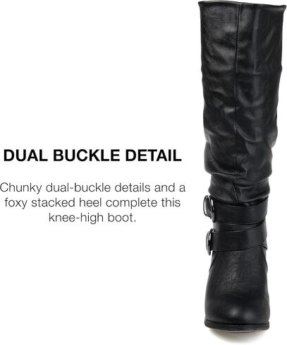 Journee Collection Womens Late Mid-Calf Boots with Round-Toe and Slouchy Detail, Taupe (Wide Calf), 7.5 in Saudi Arabia