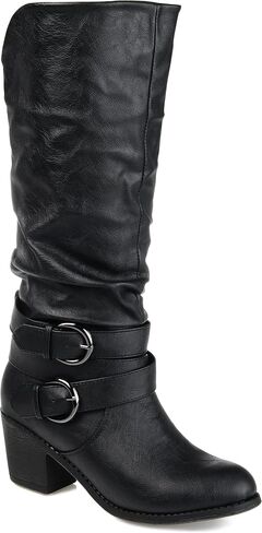 Journee Collection Womens Late Mid-Calf Boots with Round-Toe and Slouchy Detail, Taupe (Wide Calf), 7.5 in Saudi Arabia