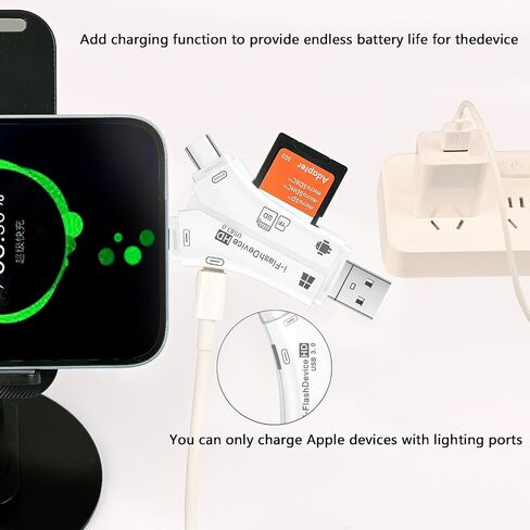 قارئ بطاقات USB 3.0 SD/Micro SD 4 في 1 لأجهزة iPhone، وiPad، وAndroid، وMac، والكمبيوتر، والكاميرا، وعارض كاميرا Trail، ومحول قارئ بطاقات الذاكرة المحمول لشحن iPhone ipad in Kuwait