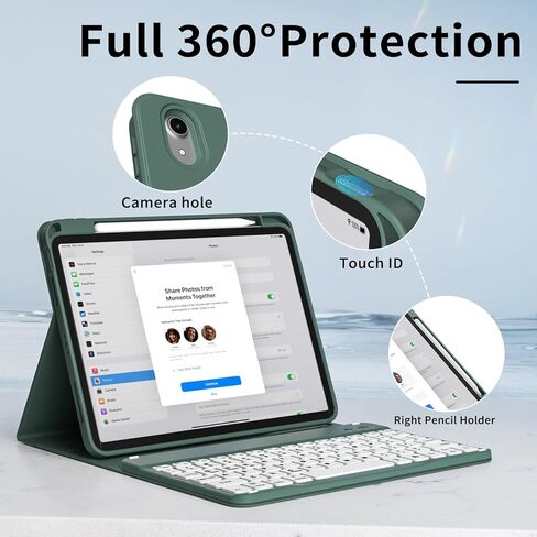 حافظة لجهاز iPad الجيل العاشر مع لوحة مفاتيح (10.9 بوصة، 2022) - لوحة مفاتيح قابلة للطي مغناطيسية قابلة للفصل بإضاءة خلفية بـ 7 ألوان، غطاء قلاب مع حامل أقلام لجهاز iPad الجيل العاشر، أرجواني فاتح in Kuwait