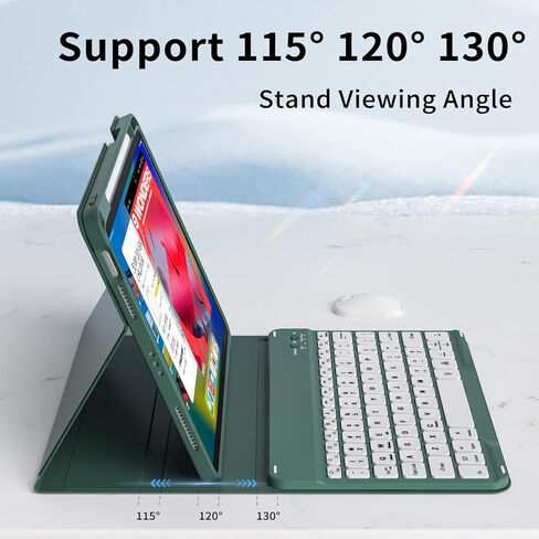 حافظة لجهاز iPad الجيل العاشر مع لوحة مفاتيح (10.9 بوصة، 2022) - لوحة مفاتيح قابلة للطي مغناطيسية قابلة للفصل بإضاءة خلفية بـ 7 ألوان، غطاء قلاب مع حامل أقلام لجهاز iPad الجيل العاشر، أرجواني فاتح in Kuwait