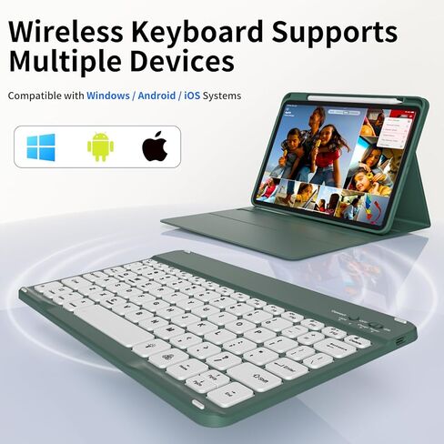 حافظة لجهاز iPad الجيل العاشر مع لوحة مفاتيح (10.9 بوصة، 2022) - لوحة مفاتيح قابلة للطي مغناطيسية قابلة للفصل بإضاءة خلفية بـ 7 ألوان، غطاء قلاب مع حامل أقلام لجهاز iPad الجيل العاشر، أرجواني فاتح in Kuwait