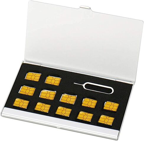 حامل بطاقات TAODAN Nano SIM مع دبوس إخراج، محولات بطاقة SIM حقيبة تخزين من سبائك الألومنيوم باللون الفضي in Saudi Arabia