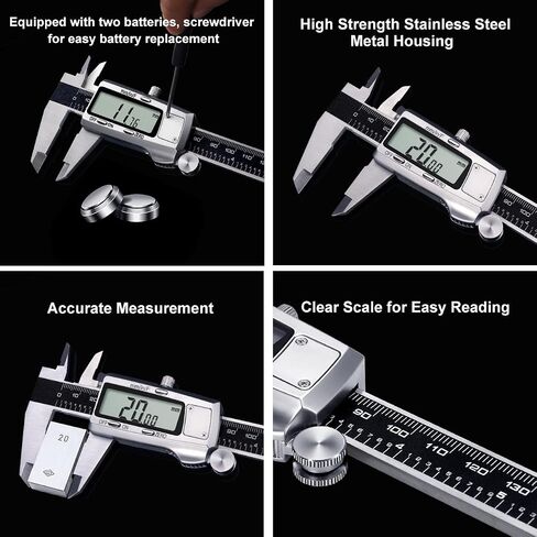 Kynup Digital Caliper, Caliper Measuring Tool, Micrometer Dial Vernier Caliper Digital, Full Turn Off, Stainless Steel, Switch from Inch Metric Fraction (6Inch/150MM) in Saudi Arabia