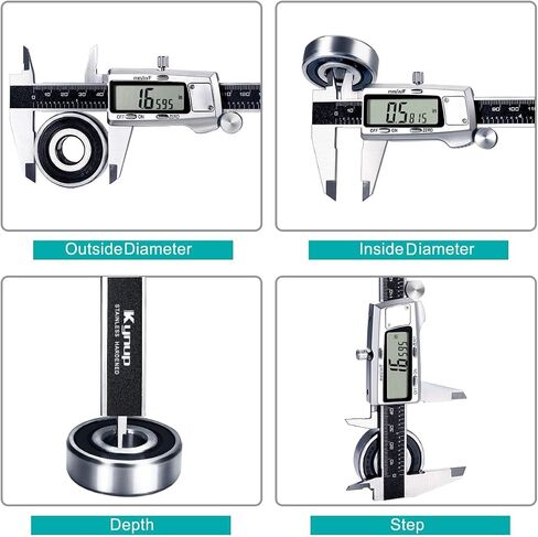 Kynup Digital Caliper, Caliper Measuring Tool, Micrometer Dial Vernier Caliper Digital, Full Turn Off, Stainless Steel, Switch from Inch Metric Fraction (6Inch/150MM) in Saudi Arabia