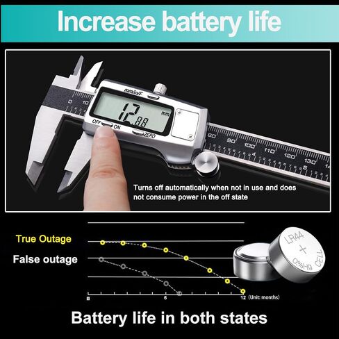 Kynup Digital Caliper, Caliper Measuring Tool, Micrometer Dial Vernier Caliper Digital, Full Turn Off, Stainless Steel, Switch from Inch Metric Fraction (6Inch/150MM) in Saudi Arabia