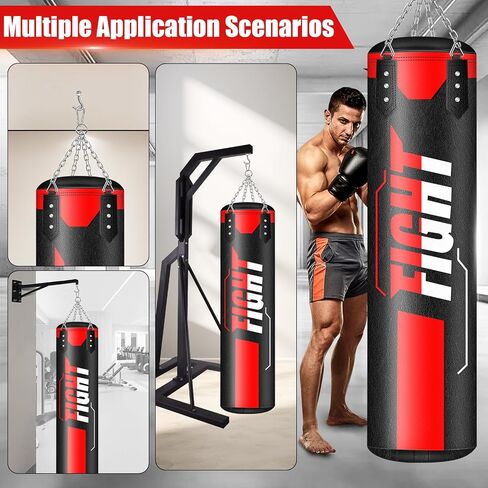 Hanging Punching Bag for Adults, 4FT Oxford Boxing Heavy Bag, Heavy Boxing Bag Set with Hand Wraps Chains, Kick Punching Bags for MMA Karate Kickboxing Boxing Muay Thai Training(Unfilled) in Saudi Arabia