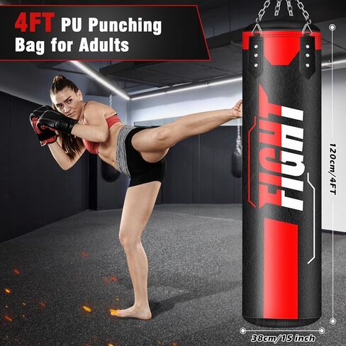 Hanging Punching Bag for Adults, 4FT Oxford Boxing Heavy Bag, Heavy Boxing Bag Set with Hand Wraps Chains, Kick Punching Bags for MMA Karate Kickboxing Boxing Muay Thai Training(Unfilled) in Saudi Arabia