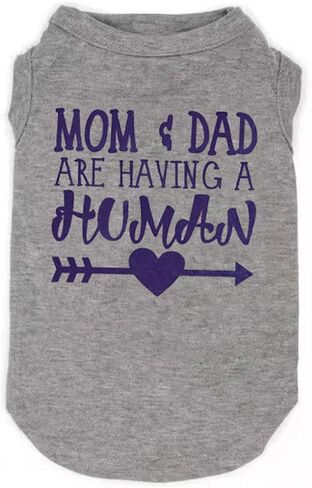 Plus Size Dog Shirt Mom and Dad are Having a Human Letter Printing Pregnancy Reveal Pregnancy Announcement Dog Clothes Puppy T-Shirts Doggy Apparel in Saudi Arabia
