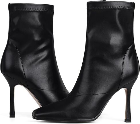 Ankle Boots For Women Sexy Stiletto Fashion Faux Leather High Heels Square Toe Winter Fall Boots With Zipper in Saudi Arabia