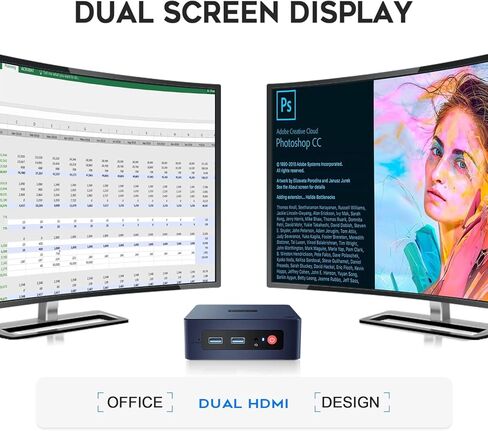 كمبيوتر صغير Beelink، Celeron N5095 (يصل إلى 2.9 جيجا هرتز) كمبيوتر صغير، 8 جيجا DDR4 و256 جيجا SSD كمبيوتر صغير قابل للتوسيع، متضمن HDMI مزدوج 4K، WiFi5، BT5.0، جيجابت إيثرنت، نظام تشغيل، حامل مثبت على الحائط in Kuwait