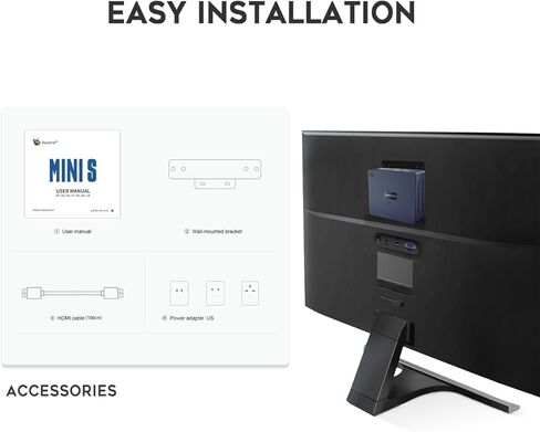 كمبيوتر صغير Beelink، Celeron N5095 (يصل إلى 2.9 جيجا هرتز) كمبيوتر صغير، 8 جيجا DDR4 و256 جيجا SSD كمبيوتر صغير قابل للتوسيع، متضمن HDMI مزدوج 4K، WiFi5، BT5.0، جيجابت إيثرنت، نظام تشغيل، حامل مثبت على الحائط in Kuwait