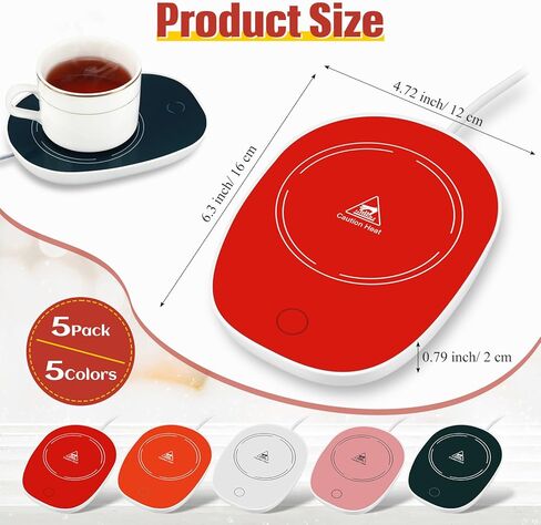 5 عبوات من أكواب القهوة الدافئة للمكتب مع إيقاف تلقائي، سخان كهربائي لتدفئة الحليب والشاي والقهوة الساخنة لجميع الأكواب والأكواب، لوحة تسخين لشمع الشمع، هدايا لعيد الميلاد والكريسماس in Kuwait