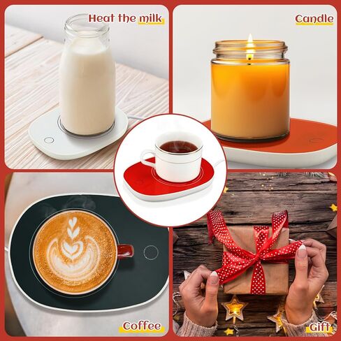 5 عبوات من أكواب القهوة الدافئة للمكتب مع إيقاف تلقائي، سخان كهربائي لتدفئة الحليب والشاي والقهوة الساخنة لجميع الأكواب والأكواب، لوحة تسخين لشمع الشمع، هدايا لعيد الميلاد والكريسماس in Kuwait
