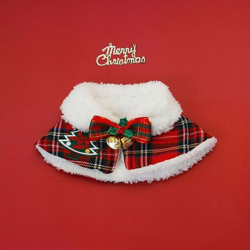 Cat Christmas Outfit Cloak and Santa Hat, Cats Small Dogs Kitten Christmas Costume Warm Xmas, Pet New Year Clothes Jingle Bell Scarf Cape Apparel (Bell Style, L (11-16.5lbs)) in Saudi Arabia