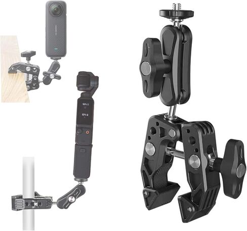 O'woda Super Clamp دراجة المشبك قابل للتعديل كاميرا الحركة الكرة جبل متوافق مع Insta360X4/ X3/ ONE X2/ GoPro Hero 12/11/ 10/9/ 8/7/ 6/ DJI Pocket/ملحقات كاميرا الحركة in Kuwait