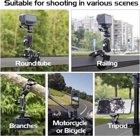 O'woda Super Clamp دراجة المشبك قابل للتعديل كاميرا الحركة الكرة جبل متوافق مع Insta360X4/ X3/ ONE X2/ GoPro Hero 12/11/ 10/9/ 8/7/ 6/ DJI Pocket/ملحقات كاميرا الحركة in Kuwait