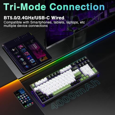 x Aula F98X Wireless Mechanical Gaming Keyboard,Magnetic Switch Rapid Trigger Hall Effect Keyboard Tri-Mode BT5.0/2.4GHz/USB-C Wired, Gasket Hot Swappable RGB Backlit Gaming Keyboard for PC in Saudi Arabia