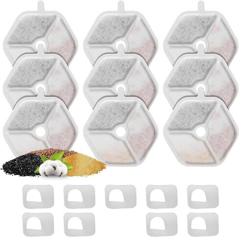 9 Packs Replacement Filters and Sponges for 152oz/4.5L Wireless Cat Water Fountain, ZEKIRY Cat Water Fountain Filters, 5-Layer Filtration System Pet Fountain Filters(9 Filter, 9 Sponge) in Saudi Arabia
