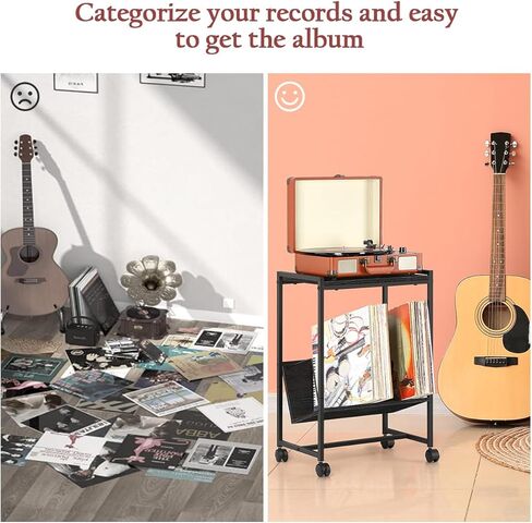 طاولة حامل لمشغل التسجيل مع مساحة تخزين الألبوم، حامل القرص الدوار للفينيل، رف السجلات، طاولة جانبية صغيرة لمعظم الأقراص الدوارة (أبيض) in Kuwait