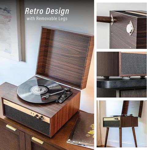 كروسلي CR6236AFT-WA جاسبر 3 سرعات بلوتوث داخل/خارج مشغل تسجيلات الفينيل مع مكبرات صوت مدمجة وأرجل قابلة للفصل، جوزي in Kuwait