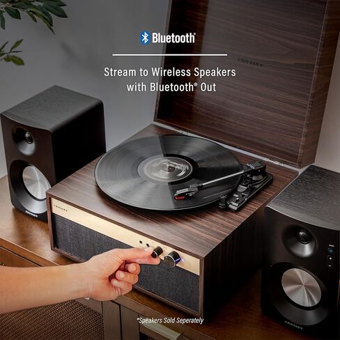 كروسلي CR6236AFT-WA جاسبر 3 سرعات بلوتوث داخل/خارج مشغل تسجيلات الفينيل مع مكبرات صوت مدمجة وأرجل قابلة للفصل، جوزي in Kuwait