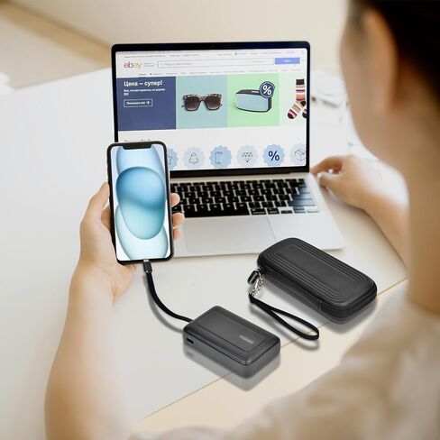 Boobowl Hard Travel Case Compatible with Anker Zolo Power Bank, 10,000mAh 20,000mAh 30W Portable Charger, Storage Bag for Anker Battery Pack with Accessories Mesh Pocket (Box Only)-Black in Saudi Arabia