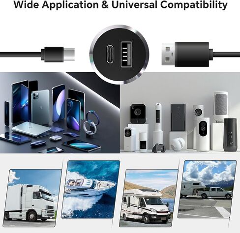 RV USB Outlet All-aluminum QC 3.0 USB-A & USB-C PD Dual High-speed Charging Socket, Recessed Mount 12V USB Type-A Type-C Charger Station for Camper Van Trailer RV Boat Truck (Small Version*2) in Kuwait