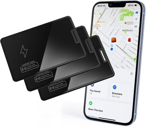Wallet Tracker Card, Bluetooth Rechargeable Wallet Finder Works with Apple Find My App (iOS Only),Item Locator for Wallet,Wireless Charging, Water Resistant (2 PCS) in Saudi Arabia