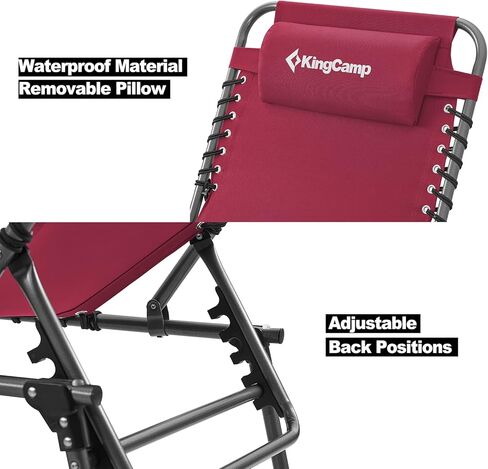 كرسي صالة KingCamp المحمول قابل للطي بأربعة أضعاف، سرير تخييم قابل للتعديل مع جيب وسادة، خفيف الوزن وشديد التحمل للحديقة، ساحة الحديقة، حمامات الشمس in Kuwait