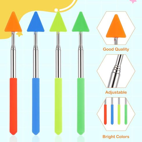 4 قطع عصا مؤشر تلسكوبية للمعلم، مستلزمات تعديل مثلثة مضحكة قابلة للسحب، عصا توجيه محمولة قابلة للتمديد للمدرسة، مكتب التدريس، المؤتمرات، العرض التقديمي، الفصل الدراسي in Saudi Arabia