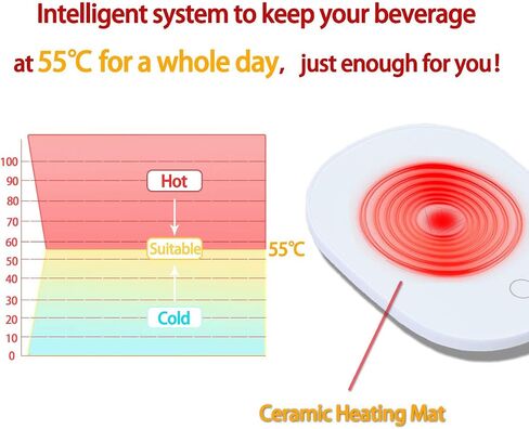 TOP STAR Coffee Milk Tea Warmers for Beverage Cup Mug Warmer for Desk，Electric Automatic Warmer for Cup Keep in 55℃ Safely to Drink in Saudi Arabia
