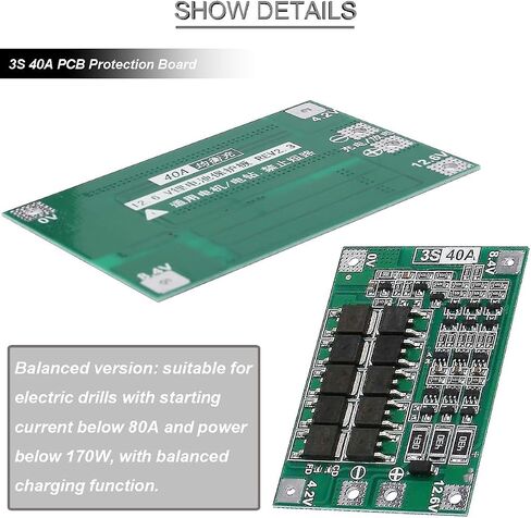 4 قطع 3S 40A PCB لوح حماية 18650 بطارية ليثيوم لوح حماية ليثيوم أيون شاحن بطارية ليثيوم PCB BMS 11.1 فولت 12 فولت 12.6 فولت مع شحن التوازن مع شريط النيكل in Saudi Arabia