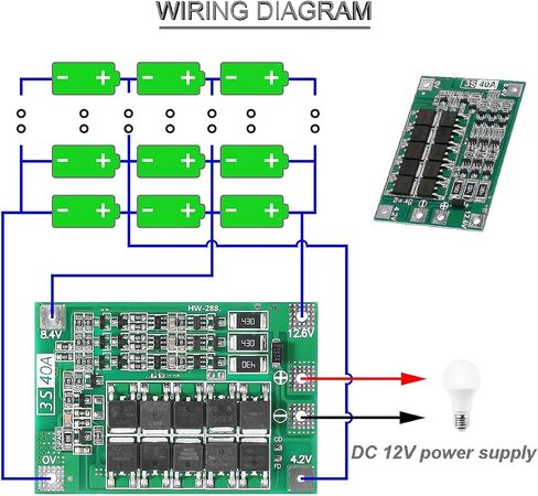 4 قطع 3S 40A PCB لوح حماية 18650 بطارية ليثيوم لوح حماية ليثيوم أيون شاحن بطارية ليثيوم PCB BMS 11.1 فولت 12 فولت 12.6 فولت مع شحن التوازن مع شريط النيكل in Saudi Arabia