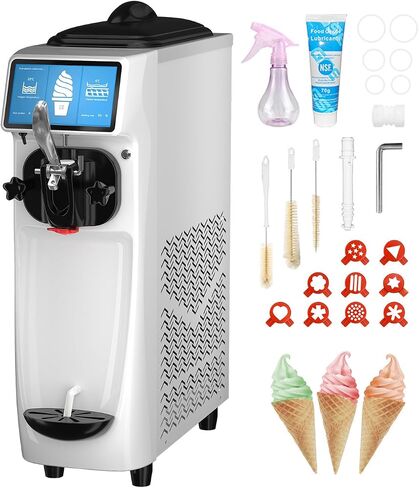 Commercial Ice Cream Maker Mchine, 7 Inch LCD Touch Screen 4.2 to 4.7 Gal/H Soft Serve Machine with Pre-cooling frequency conversion,1050W Soft Serve Ice Cream Machine With 1.6 Gal Tank in Saudi Arabia