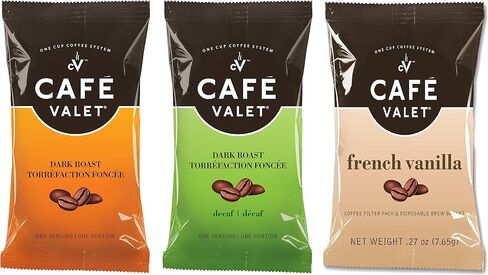 Café Valet DECAF Dark Roast Single Serve Coffee Packets – 84 Count – For Use with Café Valet Single Serve Coffee Makers – Disposable Brew Basket & Coffee Pack in Saudi Arabia