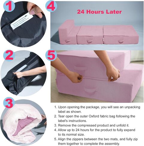 Multi-Function Pet Steps for Small & Medium Dogs, Extra-Wide (28") for Stability, Adjustable Heights for High Beds & Sofas, High-Density Foam, DIY into Various Dog Bed Sizes, 4 Steps, Blue Bird. in Saudi Arabia