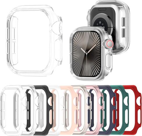 متوافق مع Apple Watch Series 10 مقاس 46 مم 42 مم غطاء حماية صلب من البولي كربونات مقاوم للصدمات وواقي من جميع الجوانب وغطاء ممتص للصدمات للوجه (10 عبوات، Series10 46 مم) in Kuwait