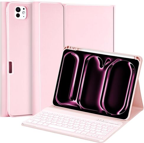 حافظة MMK لجهاز iPad Pro 11 بوصة مع لوحة مفاتيح 2024، حافظة iPad 11 Pro مع حافظة لوحة المفاتيح (A3006 A2837 A2836) مع لوحة مفاتيح BT بإضاءة خلفية، حافظة لوحة مفاتيح iPad Pro 11 بوصة مع حامل أقلام - وردي in Saudi Arabia