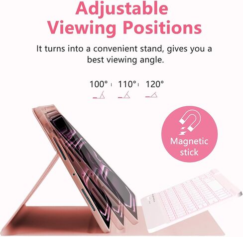 حافظة MMK لجهاز iPad Pro 11 بوصة مع لوحة مفاتيح 2024، حافظة iPad 11 Pro مع حافظة لوحة المفاتيح (A3006 A2837 A2836) مع لوحة مفاتيح BT بإضاءة خلفية، حافظة لوحة مفاتيح iPad Pro 11 بوصة مع حامل أقلام - وردي in Saudi Arabia