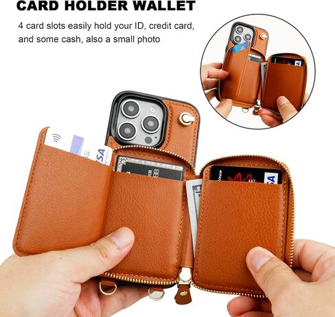 Bocasal for MagSafe Crossbody Wallet Case Compatible with iPhone 16 Pro, RFID Blocking Protective Purse Case with Card Slots Holder Kickstand Wrist Strap Lanyard Zipper 6.3 Inch 5G (Black) in Kuwait
