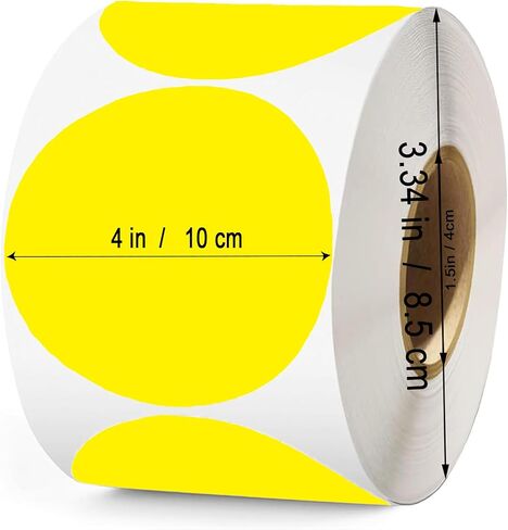 4 Inch Large White Circle Thermal Sticker Labels, Self-Adhesive Round Inventory Labels, Multi-Purpose Roll Thermal Stickers for Business and Domestic Use-300 Labels/Roll in Kuwait