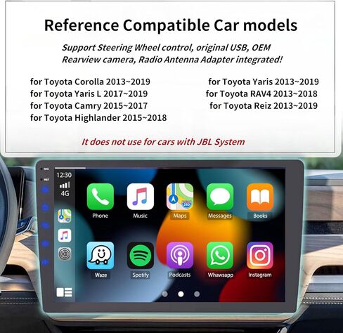 سيارة ستيريو راديو الأسلاك تسخير لتويوتا كامري كورولا RAV4 برادو فورتشنر هايلاندر تندرا ياريس، محول كابل الطاقة 16PIN مع JBL مكبر للصوت كاميرا احتياطية التحكم في عجلة القيادة CANBUS in Kuwait