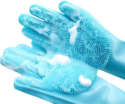 Pet Grooming Gloves，Heat-Resistant Dog Washing Gloves with High-Density Teeth，Silicone Dog Bath Brush with Enhanced Five Finger Design，Bathing and Massaging for Dogs and Cats，Pink in Saudi Arabia