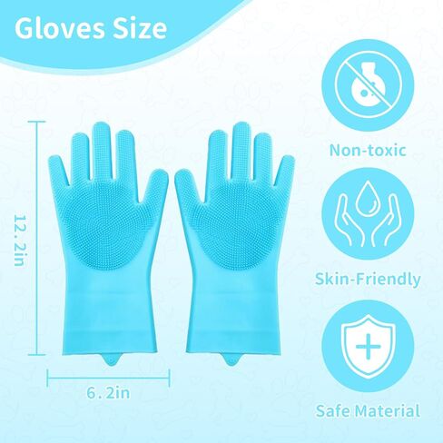 Pet Grooming Gloves，Heat-Resistant Dog Washing Gloves with High-Density Teeth，Silicone Dog Bath Brush with Enhanced Five Finger Design，Bathing and Massaging for Dogs and Cats，Pink in Saudi Arabia