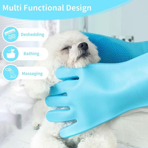 Pet Grooming Gloves，Heat-Resistant Dog Washing Gloves with High-Density Teeth，Silicone Dog Bath Brush with Enhanced Five Finger Design，Bathing and Massaging for Dogs and Cats，Pink in Saudi Arabia