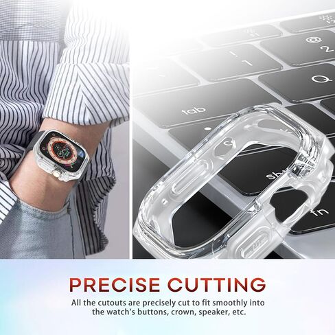 49mm Case Fit for Apple Watch Ultra/Ultra 2 49mm, Soft Matte Bumper + Hard Transparent Bezel, Heavy Duty Protective Cover Military-Grade Shockproof Bumper for iWatch 49mm Accessories - Frosted White in Saudi Arabia