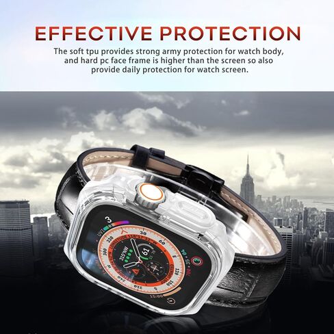 49mm Case Fit for Apple Watch Ultra/Ultra 2 49mm, Soft Matte Bumper + Hard Transparent Bezel, Heavy Duty Protective Cover Military-Grade Shockproof Bumper for iWatch 49mm Accessories - Frosted White in Saudi Arabia