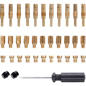 33pcs Carburetor Main Jet Slow Pilot Jet Kit，（Including 11 slow pilot nozzles and 22 main nozzles） for PWK Keihin OKO CVK KOSO PE PWM， Replace #SCL-2018090002-ZH-T-01/02 SCL-2018090001/03-ZH-T-